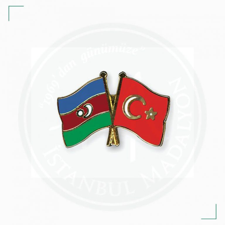 Azerbaycan & Türkiye Bayraklı Yaka Rozeti